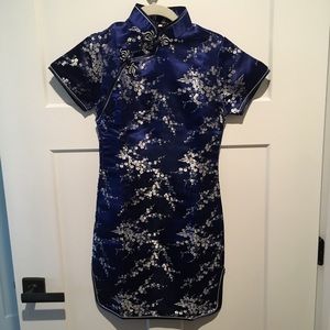 Blue Chinese plum blossom dress /qi pao /cheongsam